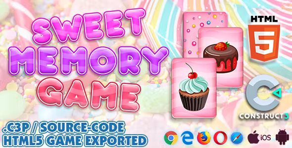 Sweet Memory HTML5 Game - Construct 3 All Source-code (.c3p)